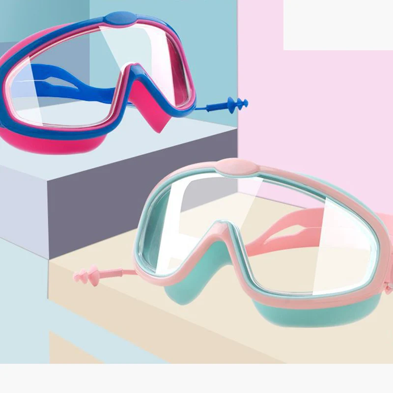 

Goggles Boys' Big Anti-fog Goggles And Swimming Box Glasses Swimming Children's Set Kids Waterproof Girls'