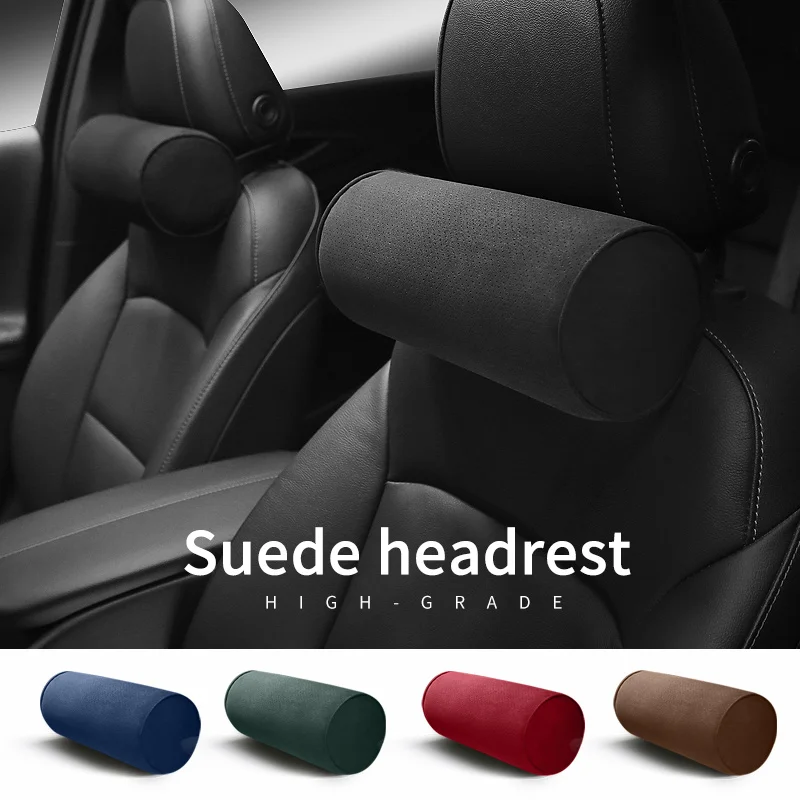 

Four Seasons Perforated breathable General Deerskin Car Neck Pillow Car Seat Round Headrest Alcantara Interior Accessories