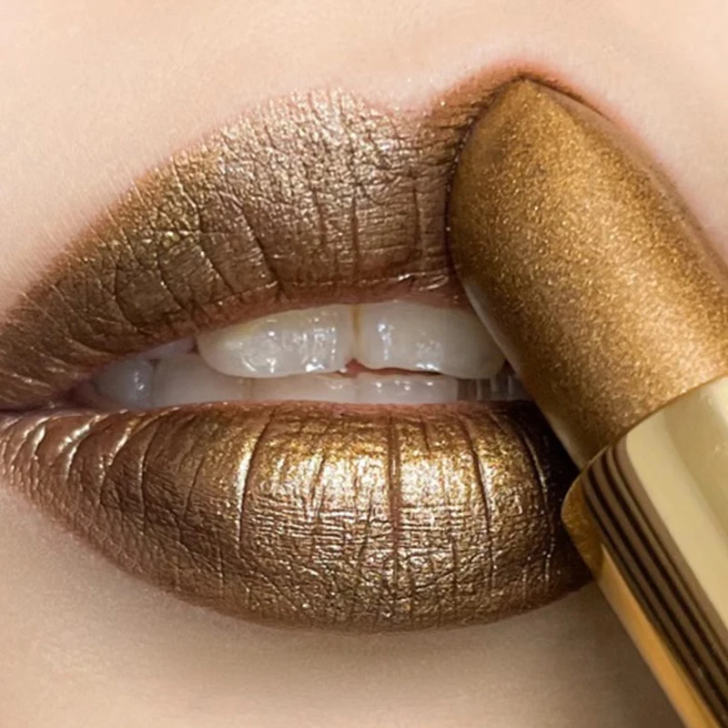 

Waterproof Glitter Gold Pink Lipstick Long Lasting Non-stick Cup Velvet Matte Lip Tint Pearl Red Pink Sexy Lips Makeup Cosmetic