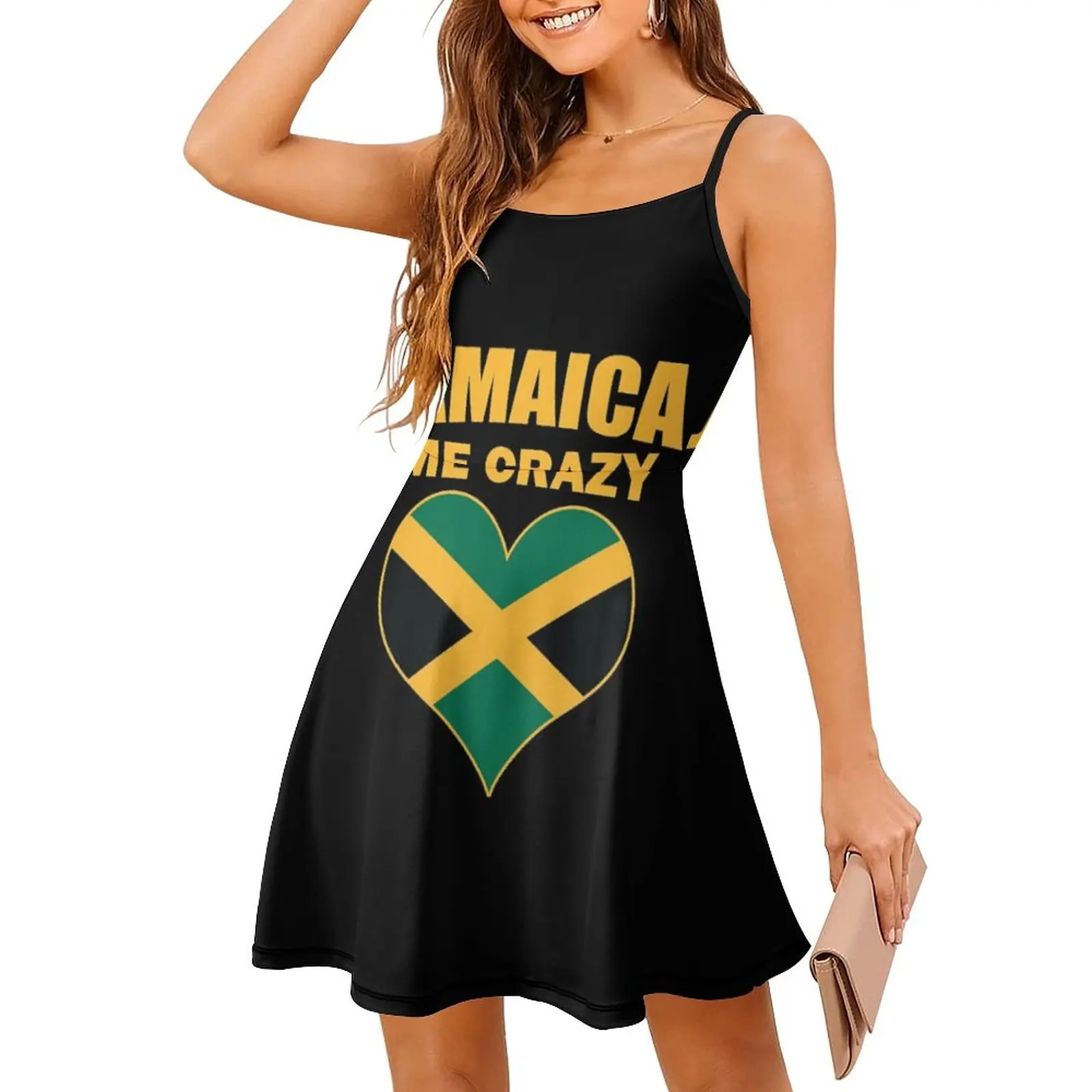

Exotic Jamaican Me Crazy Jamaica Quote Print Women's Sling Dress Humor Graphic Vacations Woman's Clothing Suspender Dress Novel