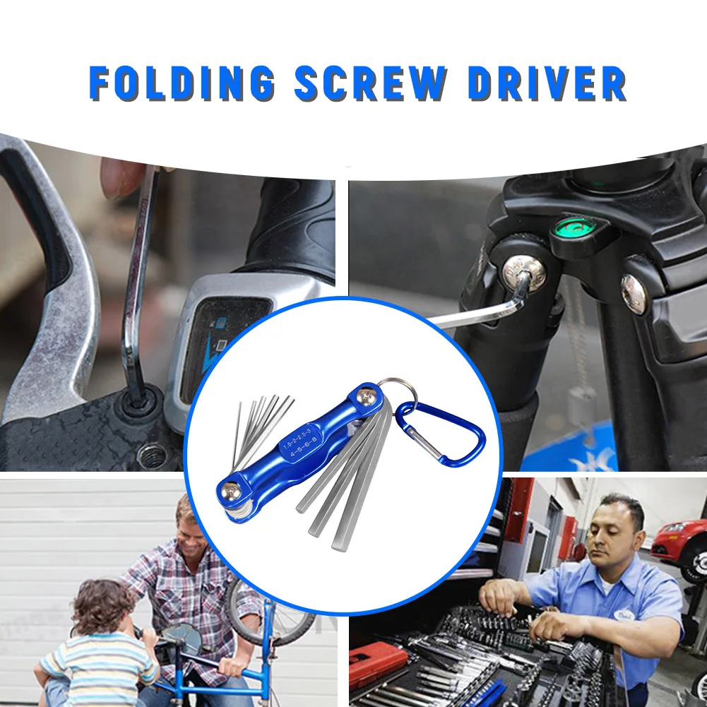 

8pcs Spanner Automobile Repair Tool Kit Foldable Key Wrench Set Metric System Inner Hexagon Spanner Allen Wrench