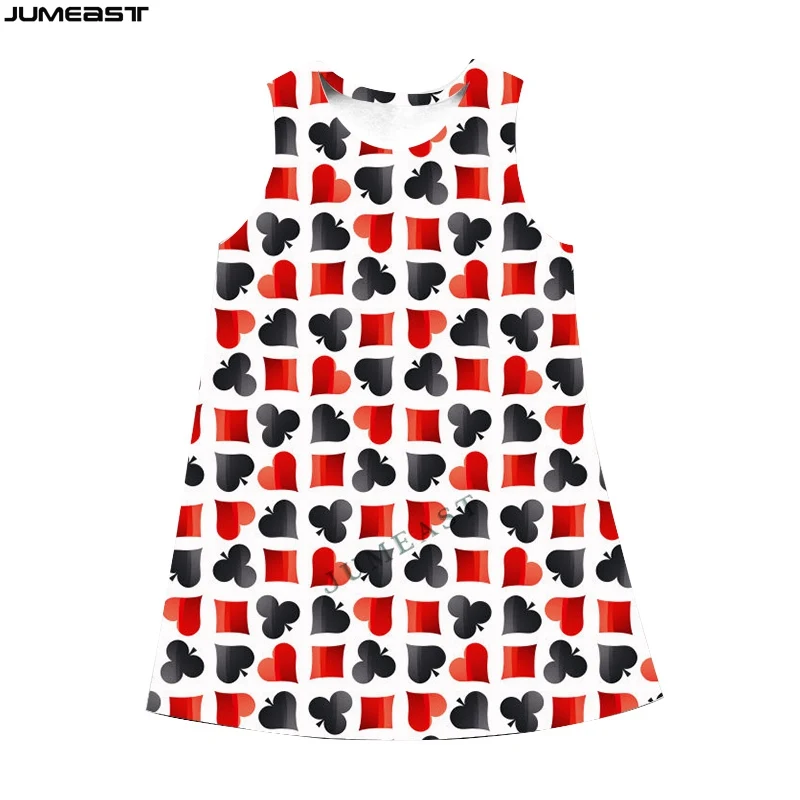 

Jumeast Y2k Women 3D Printed Dresses Hip Hop Poker Cards Summer Fashion Sleeveless Dress Suspender Nightdress