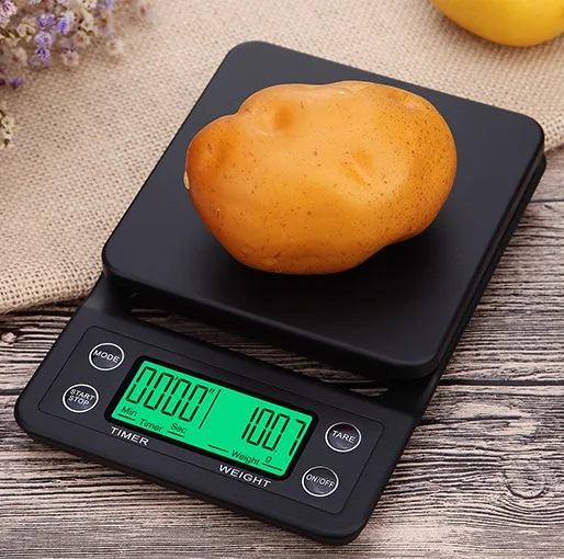 

Portable Electronic Scale with Timer 3kg/5kg x0.1g LCD Digital Kitchen Coffee Scales Weighing tool libra Precision Jewelry Scale