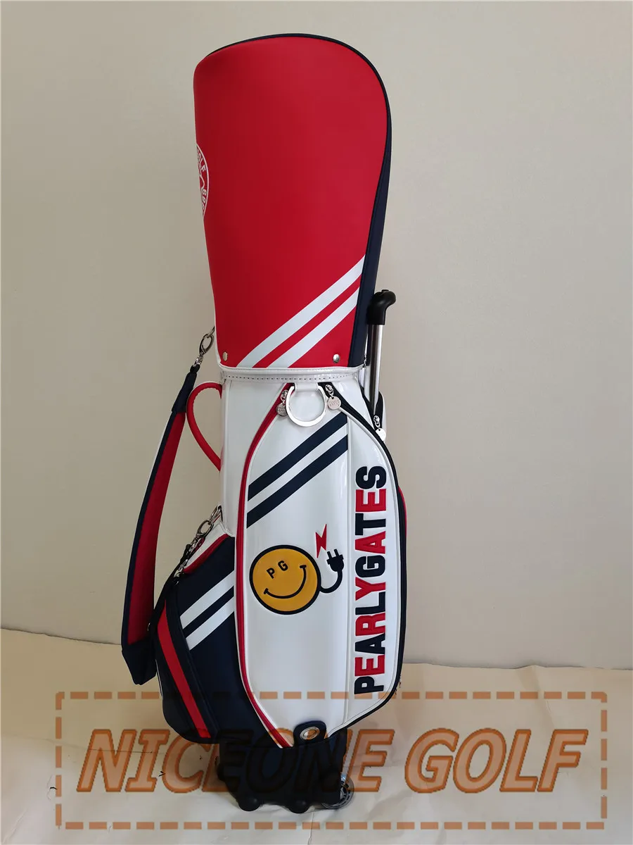 New golf bag two-wheeled support wheel towing lightweight aviation bag PG women's model powder black fabric pull rod bag