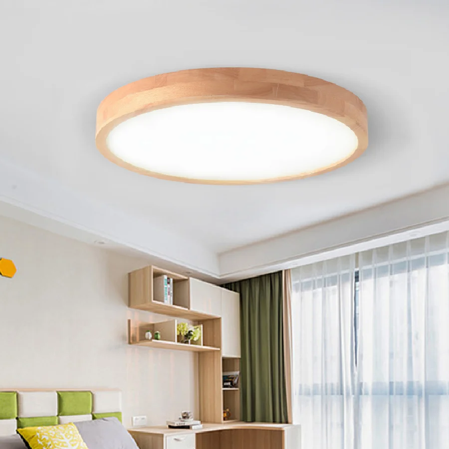 

LukLoy новый современный ультратонкий 4,5 см потолочный светильник из массива дерева спальня гостиная затемнение с дистанционным управлением ...