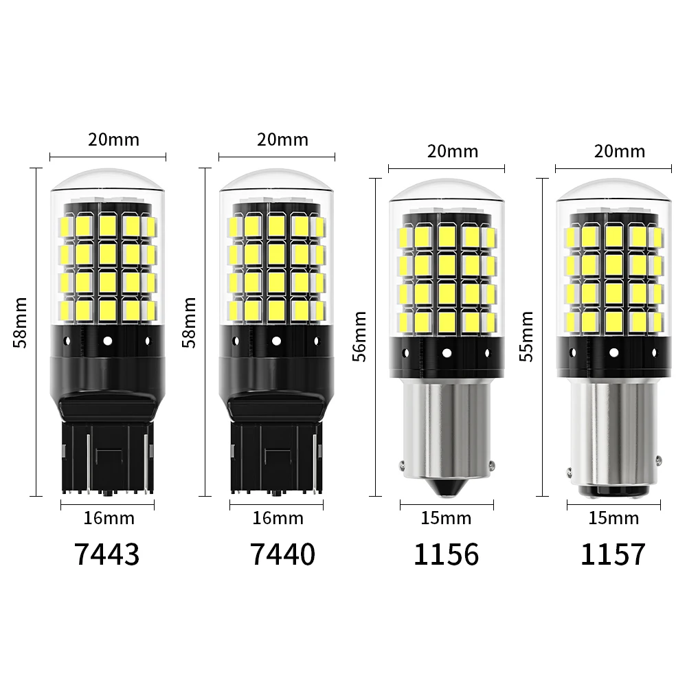 Лампы для указателей поворота 2x1156 BA15S P21W BAU15S PY21W 1157 P21/5W BAY15D 2835 54smd