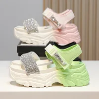Diamond-studded Dad Sandals Women's Outer Wear 2022 Summer New Net Red Gradient Thick-soled Women's Shoes Sports Sandals Outdoor