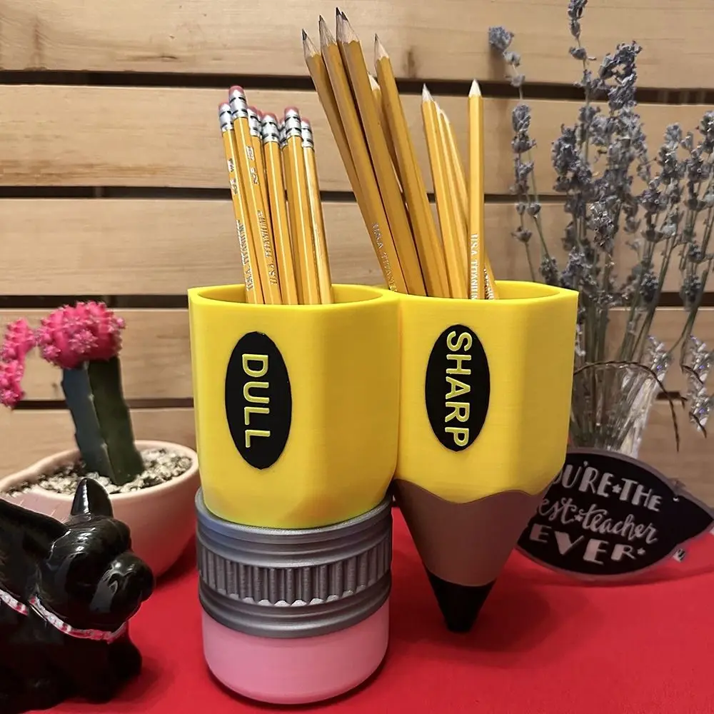 

Resin Pencil Pal Organizer Creative Barrel Large-capacity Desk Organizer Pencil Shape Pen Holder Student