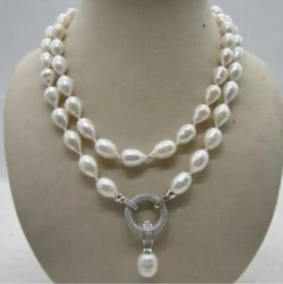 

HOT SELL HOT 12-14MM NATURAL SOUTH SEA BAROQUE WHITE PEARL NECKLACE 35inch BEAUTIFUL CLASP
