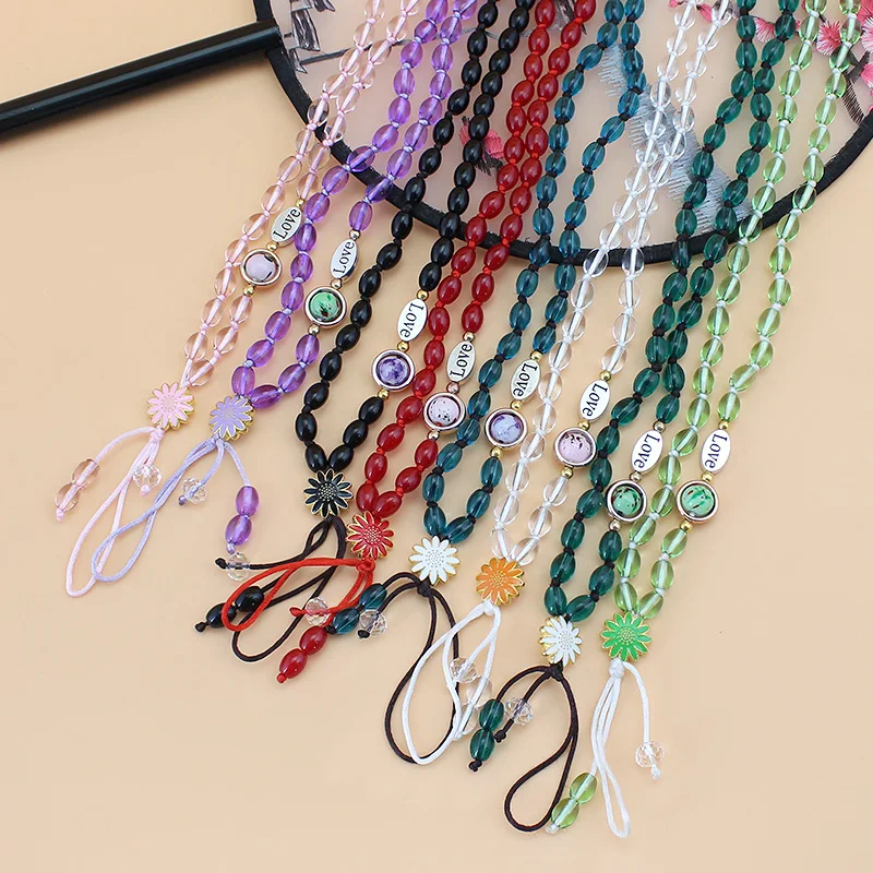 

Long Fashion Trendy Colorful Acrylic Beads Mobile Phone Strap Anti-Lost Neck Chain Sports Hanging Cord Gifts Jewelry Accessories