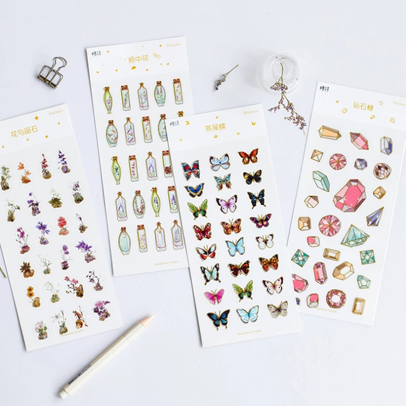 

1pcs/pack Hot Stamping Series Hand Account Stickers DIY Diary Decoration Stickers Black Scrapbook Home Made Card Stocks Paper