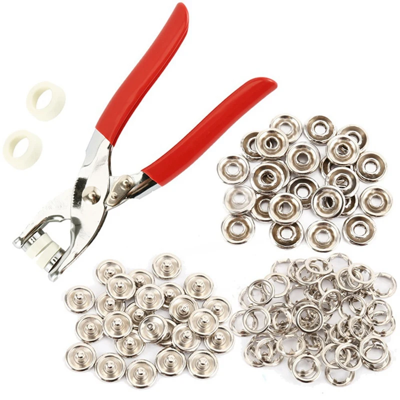 

600 Sets Metal Snap Kit Fastener Snap Pliers Set Silver Metal Fasteners Press Studs