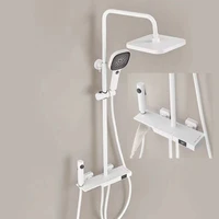 luxury white shower head set bathroom shower faucet piano key intelligent digital display thermostatic full copper waterfall