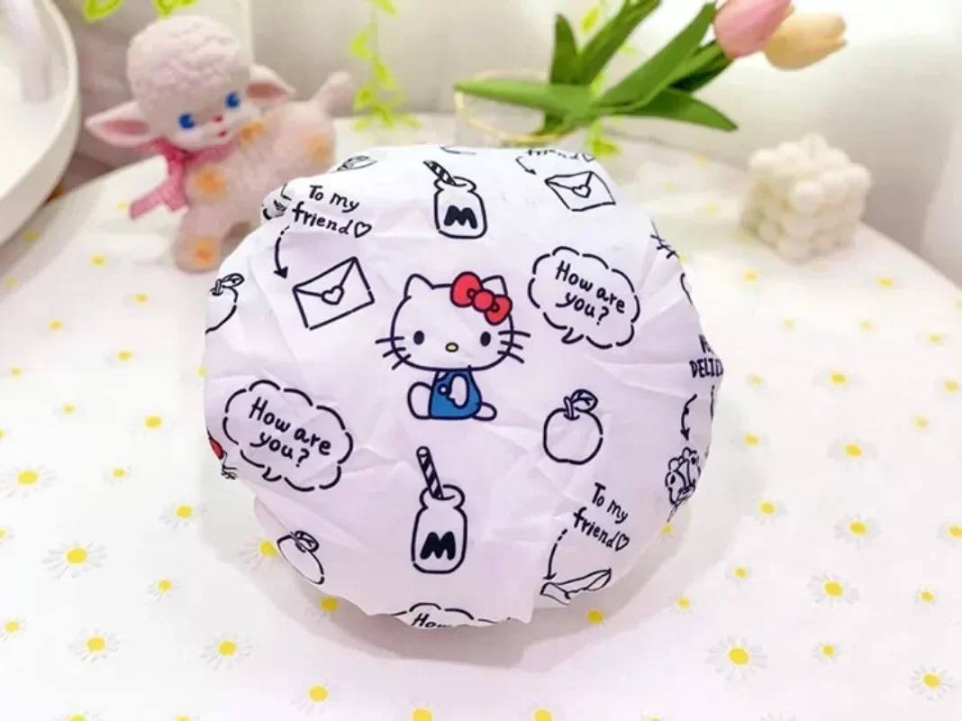Sanrio Kawaii Adult Shower Cap My Melody Kuromi Wash And Care Cinnamoroll Hello Kitty Waterproof