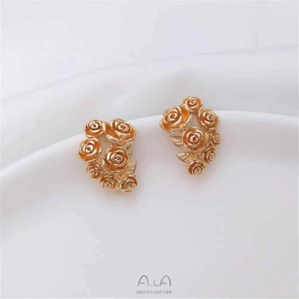 Купи 14K gold wrapped rose vintage style earrings 925 silver earrings pin with hanging ring handmade diy earrings за 157 рублей в магазине AliExpress