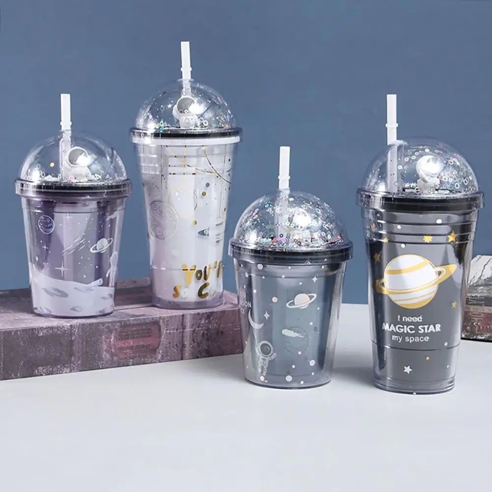S Bpa Free Double Layer Astronaut Theme Bottle Gifts Straw C