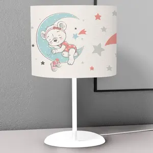Cute Bear Sleeping On The Moon Children Bedroom Nightstand Night Desktop Lamp Decorative Lampshade Book Reading Light Lantern Be