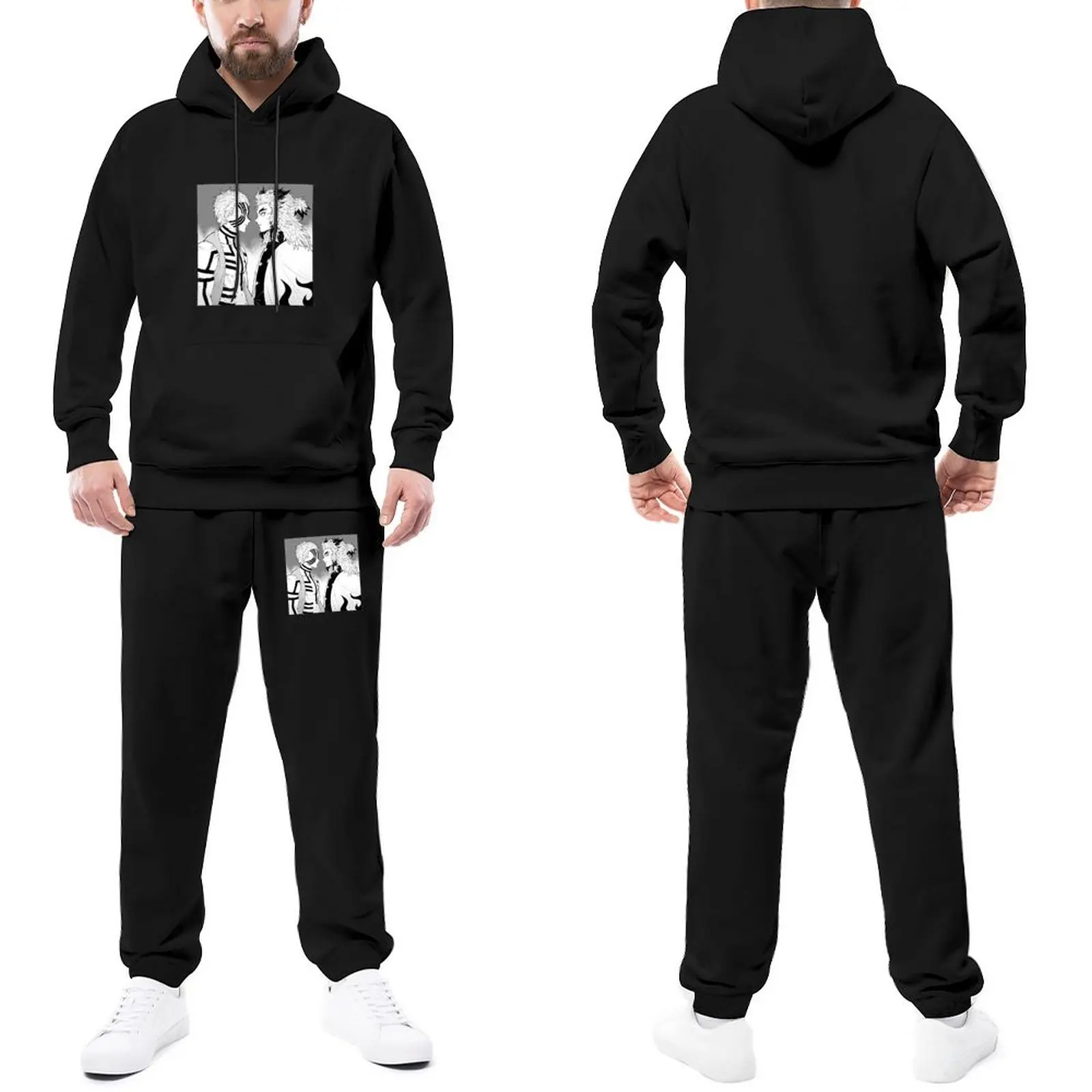 

Kyojuro Rengoku Vs Akaza Demon Slayer Fight Tracksuits Spring Anime Manga Hoodie Set Stylish Jogger Sets Sport Print Sweatsuits