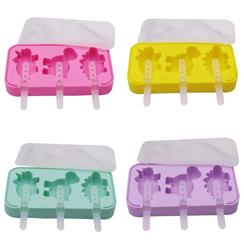 

3 Cells Dinosaur Shaped Ice Moulds Ice Cream Moulds Ice Cream Makers Ice Cream Moulds for Kitchen Party Hand Making