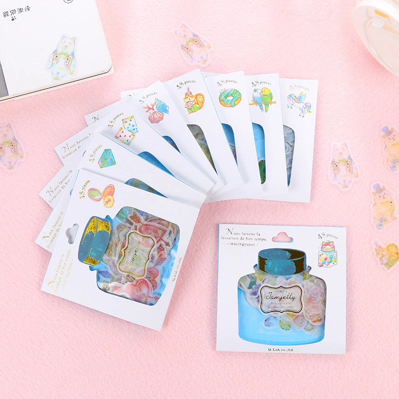 

DL Creative jamjelly bottle stickers pocket gilding sticker decorative paste 48 pieces cute funny sticker student supplies