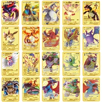 2022 new hot pokemon gold cards charizard metal card pikachu golden vmax card collection gift kids game collection cards gifts