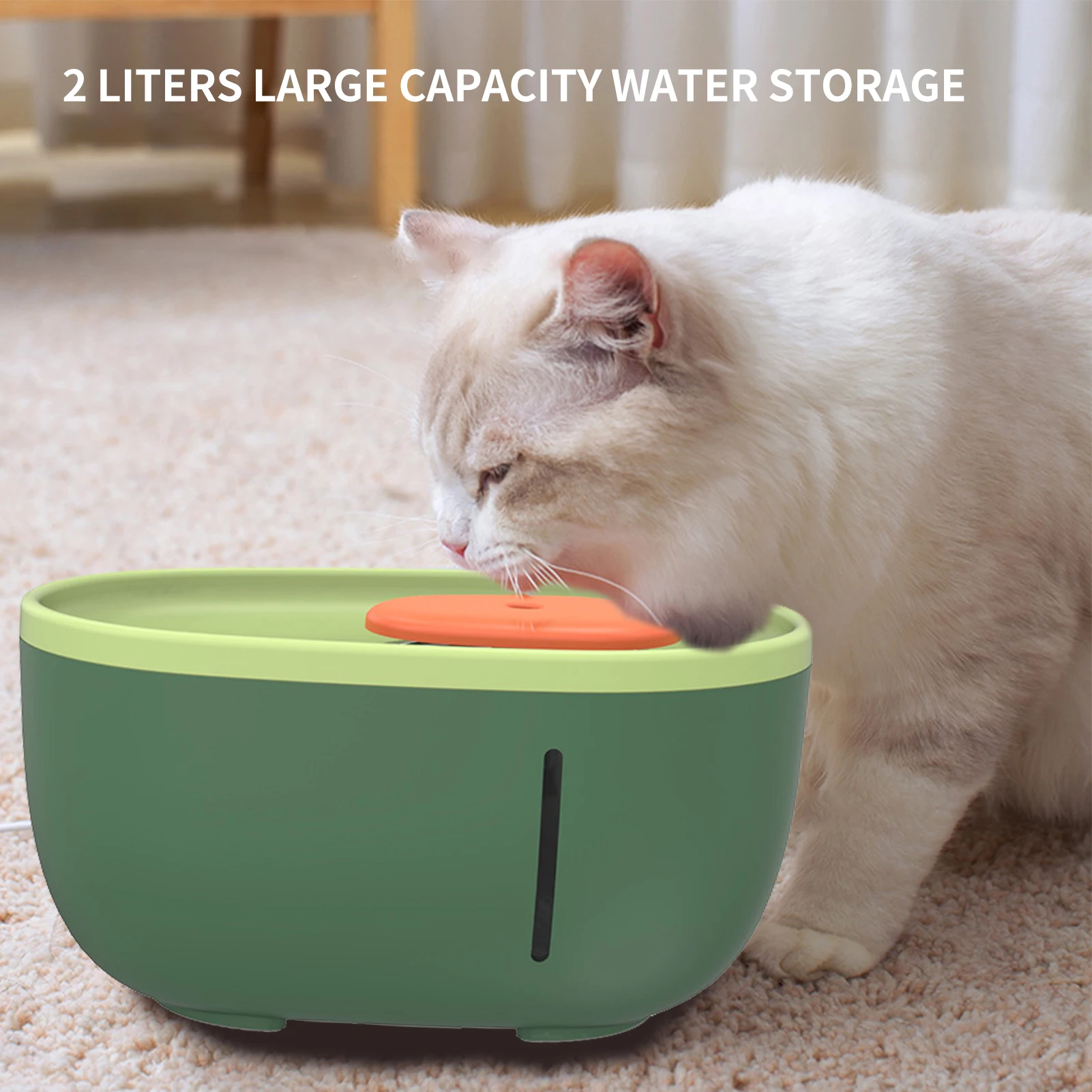 

Автоматический водяной фонтан для кошек и авокадо, поилка для собак 67 унций/2 л, со слабым насосом и светодиодным индикатором для кошек и соб...