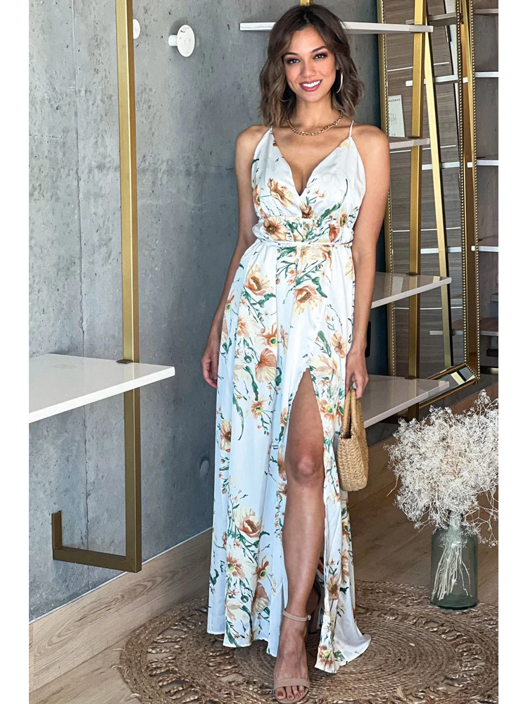 

Женский пляжный комбинезон на бретельках, повседневный Свободный комбинезон с глубоким V-образным вырезом и модным принтом, с эластичным по...