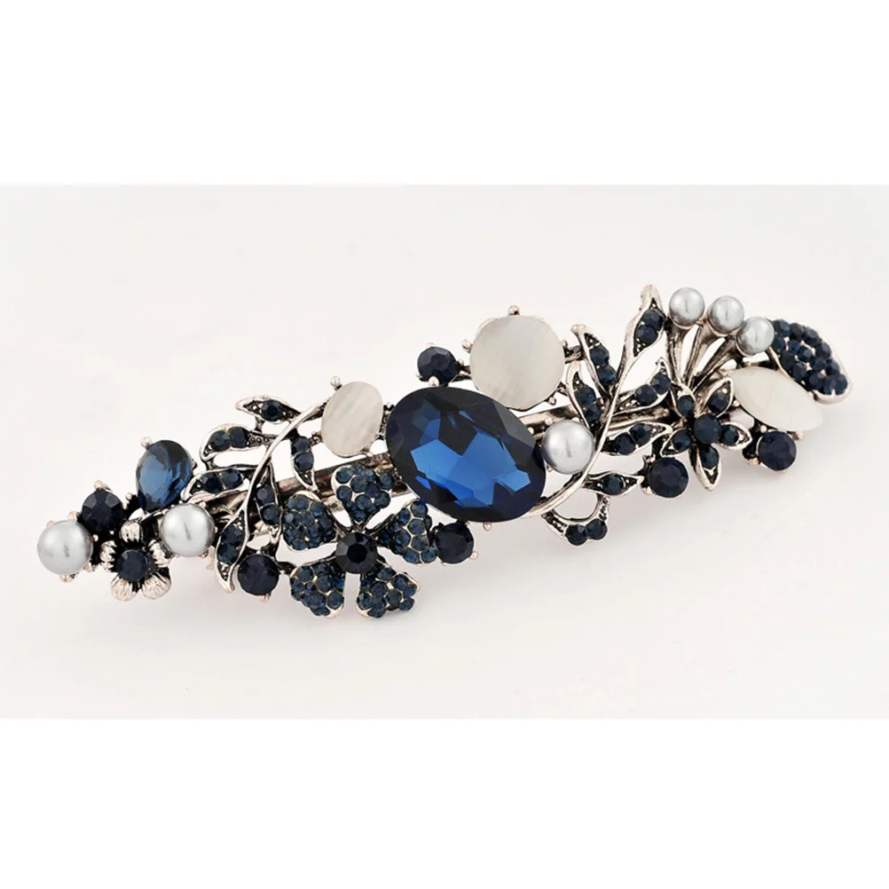

Hair Clips French Barrettes Vintage Rhinestone Glitter Clipcrystal Barrette Headdress Women Pin Pearl Shining Thick Snap Claw