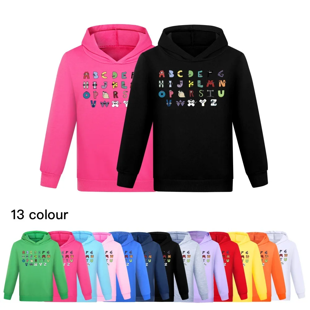 

Alphabet Lore Thin Hoodies A-Z English Letter Clothes Kids Pullove Sweatshirt Toddler Girl Autumn Hooded Christmas Gift Baby Boy