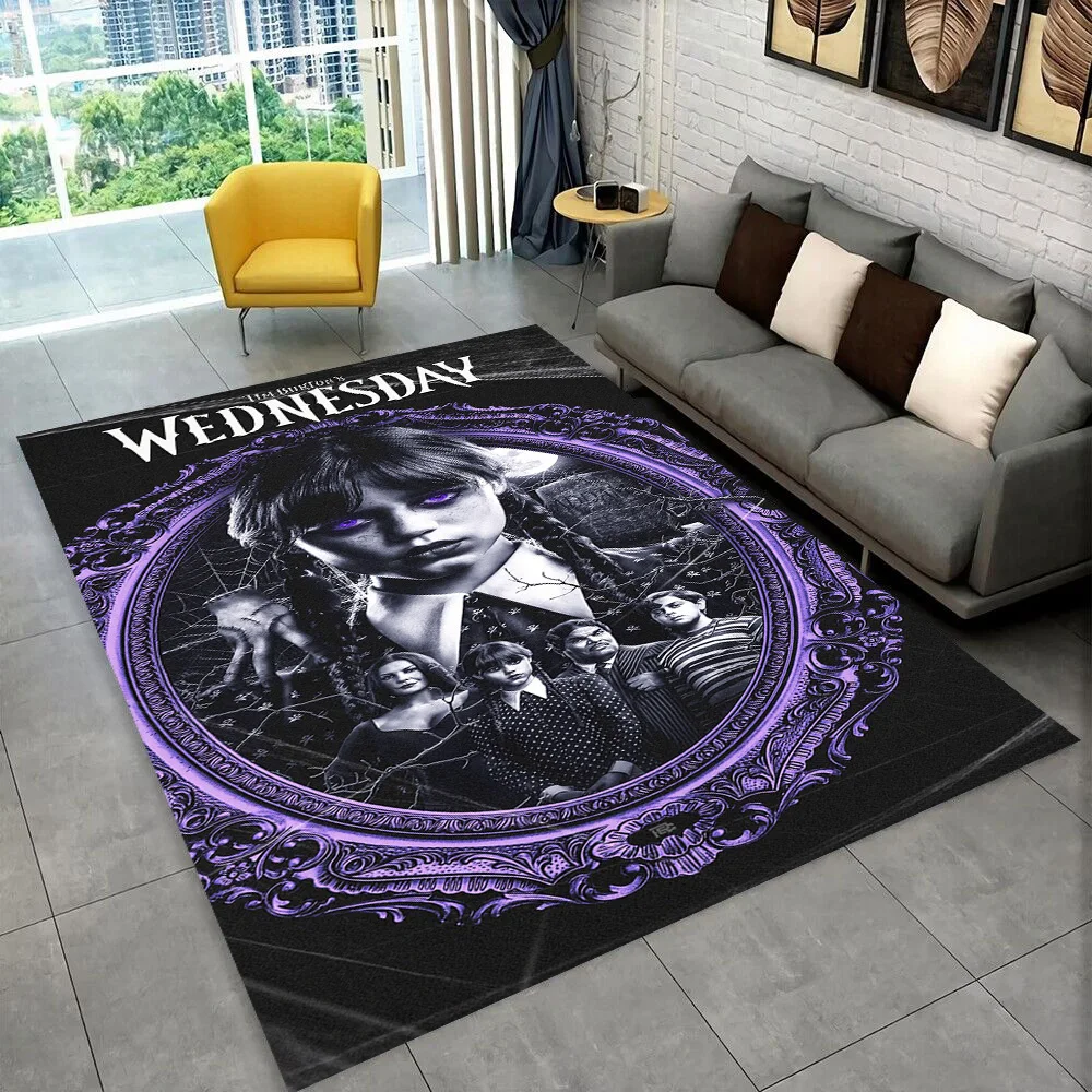 

HD Wednesday Addams Series Horror Area Rug,Carpet for Home Living Room Bedroom Sofa Doormat Decor,kid play Non-slip Floor Mat 3D