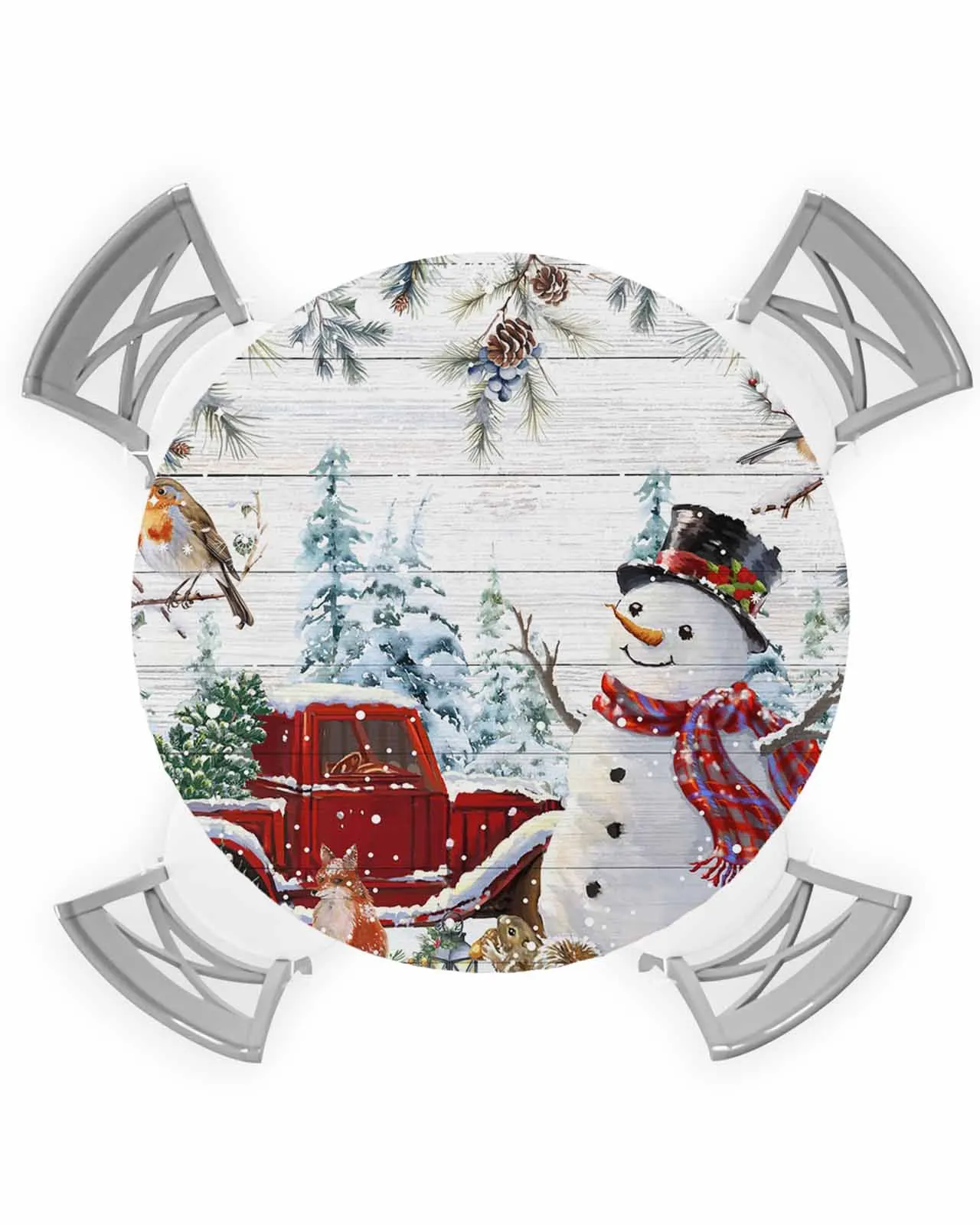 

Рождественская ягода, елка Робина, грузовик, подарок, белка, круглая эластичная окантовка, чехол для стола, защитная Водонепроницаемая скатерть