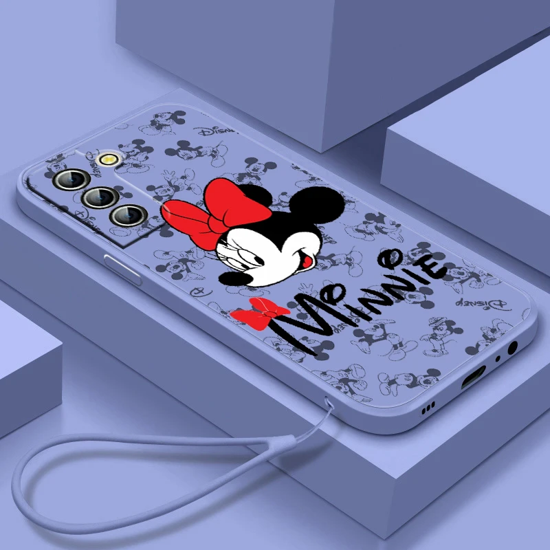 

Mickey Minnie Cute For Samsung Galaxy S23 S22 S21 S20 S10 S9 Ultra Plus Pro FE Liquid Rope Silicone Soft Phone Case Coque Capa