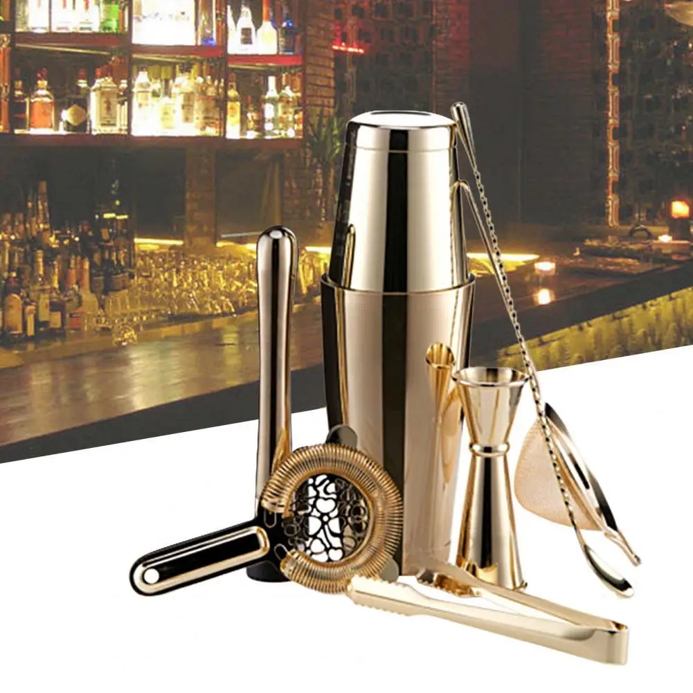 

7Pcs/Set Drinks Shaker Set Cocktail Shaker Portable Rust-proof Stainless Steel Wear Resistant Cocktail Mixers Set for Pub