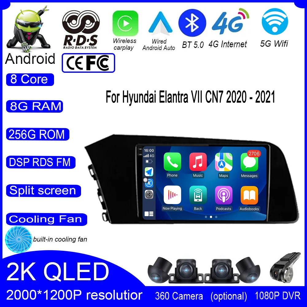 

9 Inch Android 13 For Hyundai Elantra Vll CN7 2020-2021 Carplay Car Radio Multimedia Player GPS Navigation Carplay BT DSP Wifi