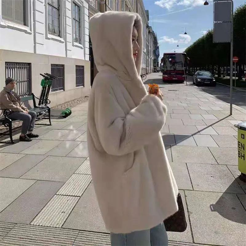 Высококачественное пальто из искусственного меха норки женская новая средней