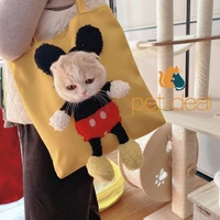 pet ideal cute canvas bag shoulder bag portable for small pet dog and cat travel bag diy cut hole fashionable