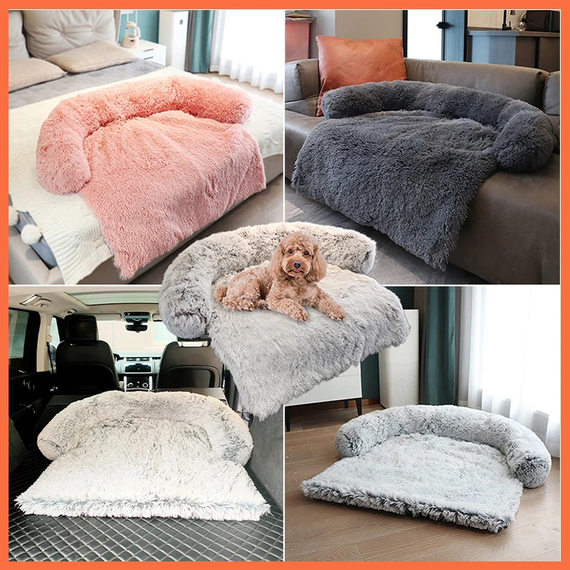

Мягкая Плюшевая кровать для собак, подстилка для больших питомцев, теплый домик, кровать-будка, мягкая подушка для кошек и щенков, длинное пл...