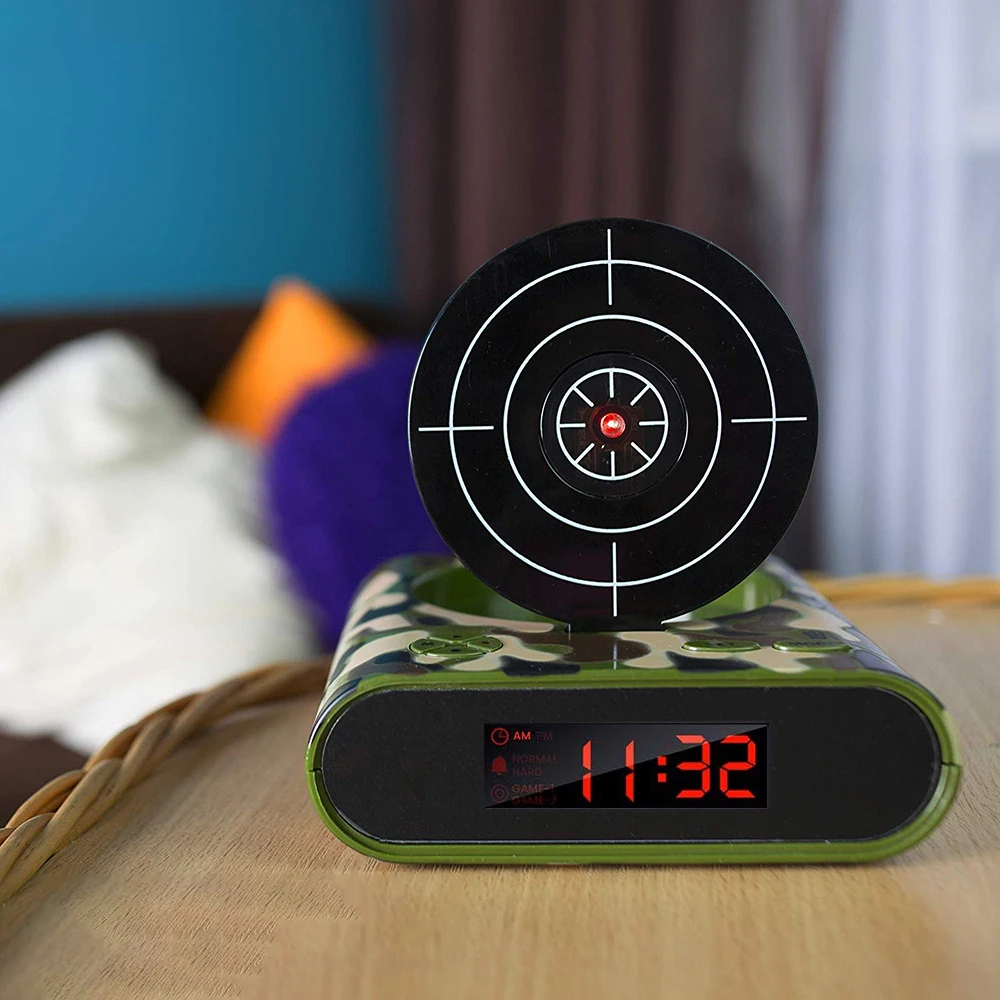 Electronics Desk Clock Digital Gun Alarm Clock Gadget Target Laser Shoot For Children Alarm Clock Table Awakening 2