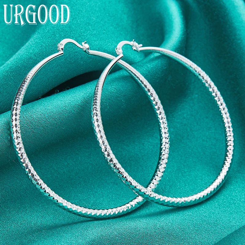 

925 Sterling Silver 70mm Big Circle Hoop Earrings For Women Party Engagement Wedding Fashion Jewelry Gift