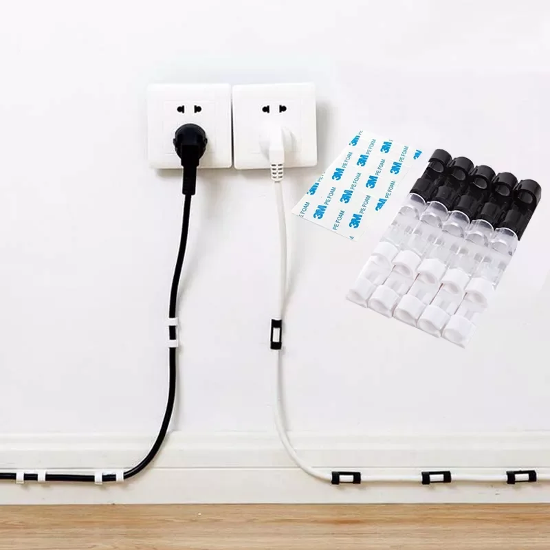 

Cable Organizer Clips Self Stick Wire Organizer Clamp Management Desktop & Workstation ABS Wire Manager Cord Holder Line Win