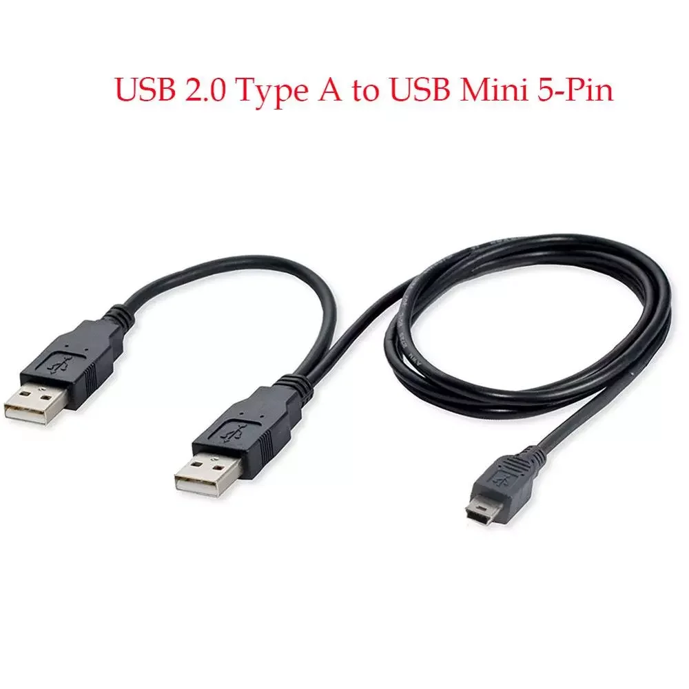

2022New Dual USB 2.0 Type A to USB Mini 5-Pin Type B x1 Y Data & Power Cable HJ55