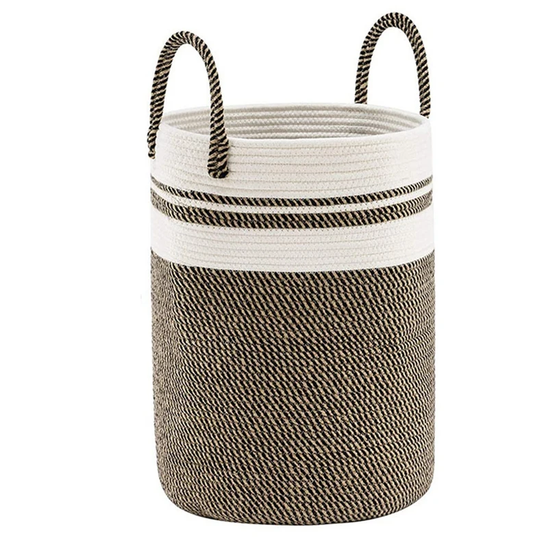 

Laundry Basket With Handles,Woven Cotton Rope Laundry Basket For Clothes And Toys Bedroom Bathroom Storage Basket