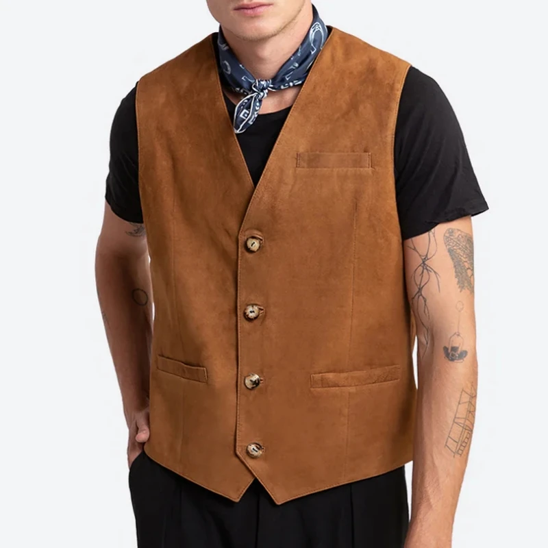 Мужской жилет оранжевый матовый бархатный для банкета дня рождения свадьбы