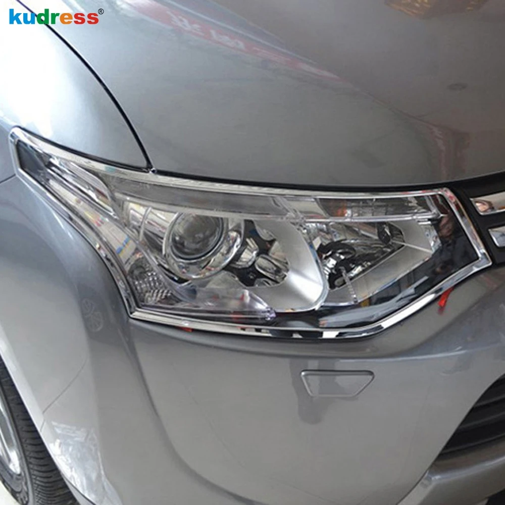 

Хромированная насветильник ка на переднюю фару для Mitsubishi Outlander 2013, 2014, 2015, 2p