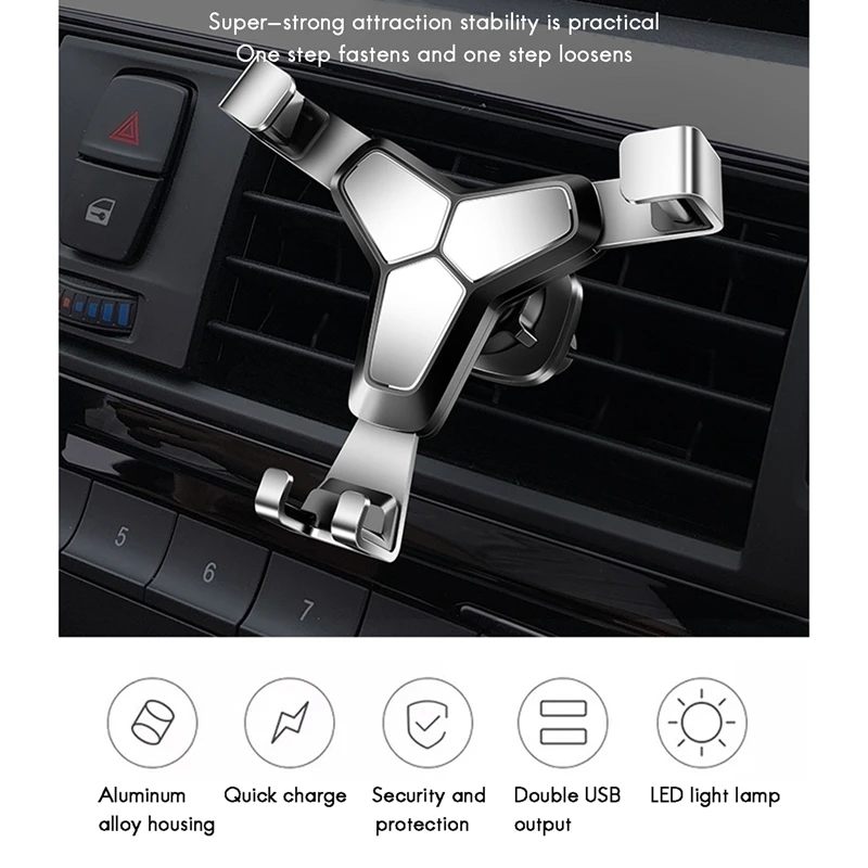 Universal Car Phone Holder Air Vent Gravity Mobile Phone Mount 360 Rotation and Handsfree Auto Lock Smartphone Stand for iPhone