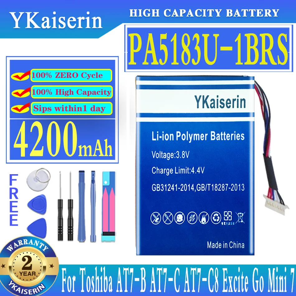 

YKaiserin 4200mAh Replacement Battery PA5183U-1BRS For Toshiba Excite Go AT7-C AT7-B AT7-C8 Mini 7 Mini7 Mobile Phone Batteries