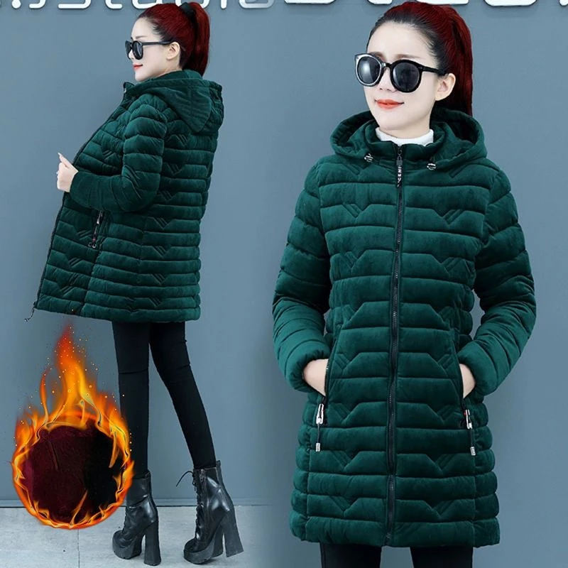 New Winter Coats for Women Corduroy Cotton Jacket Fur Lined Coat Parkas Thicken Keep Warm Oversize Korean Fashion
