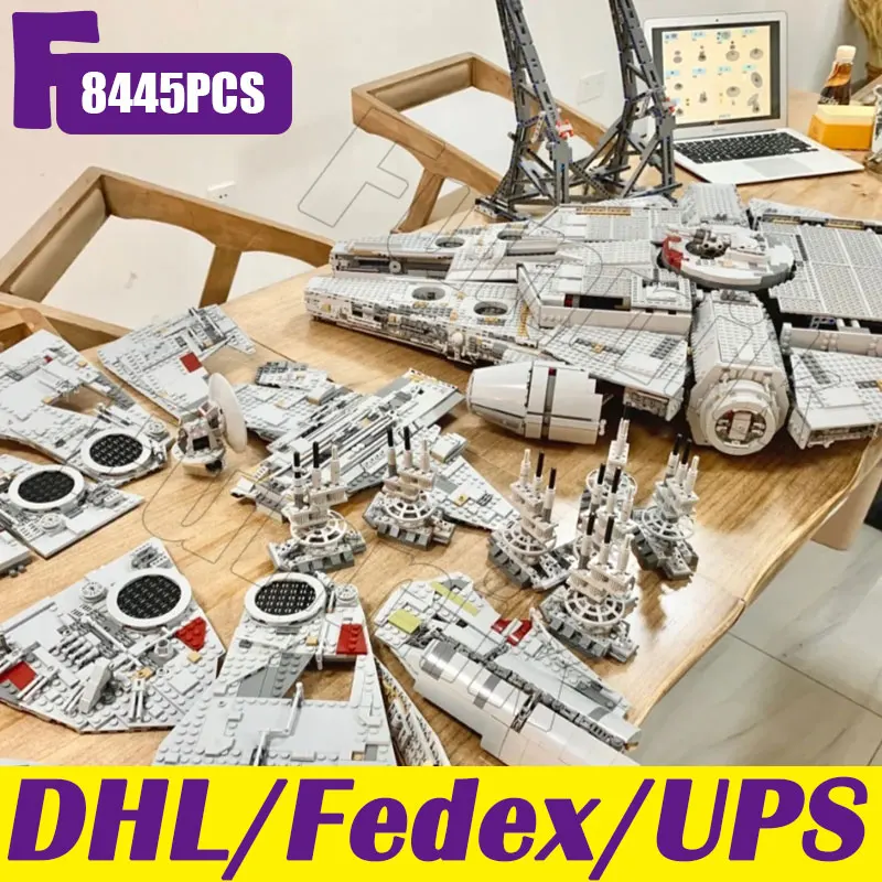 

8445PCS Star Plan Series Ultimate Millennium Falcon Model 75192 Spaceship Collectors Building Block Bricks Children Toys Gifts