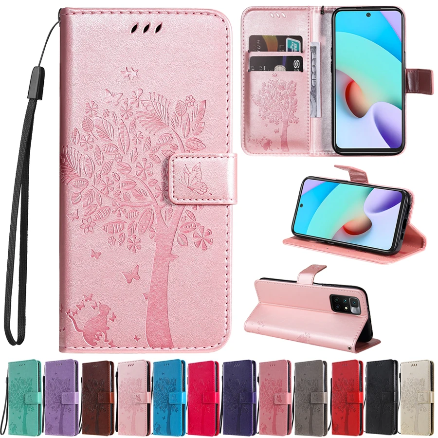 

Кожаный чехол-бумажник с тиснением под дерево для Xiaomi Poco X3 M4 Pro 11T Redmi 10 9 9A 9C 9T Note 10 10S 10 Pro 9 8 Pro