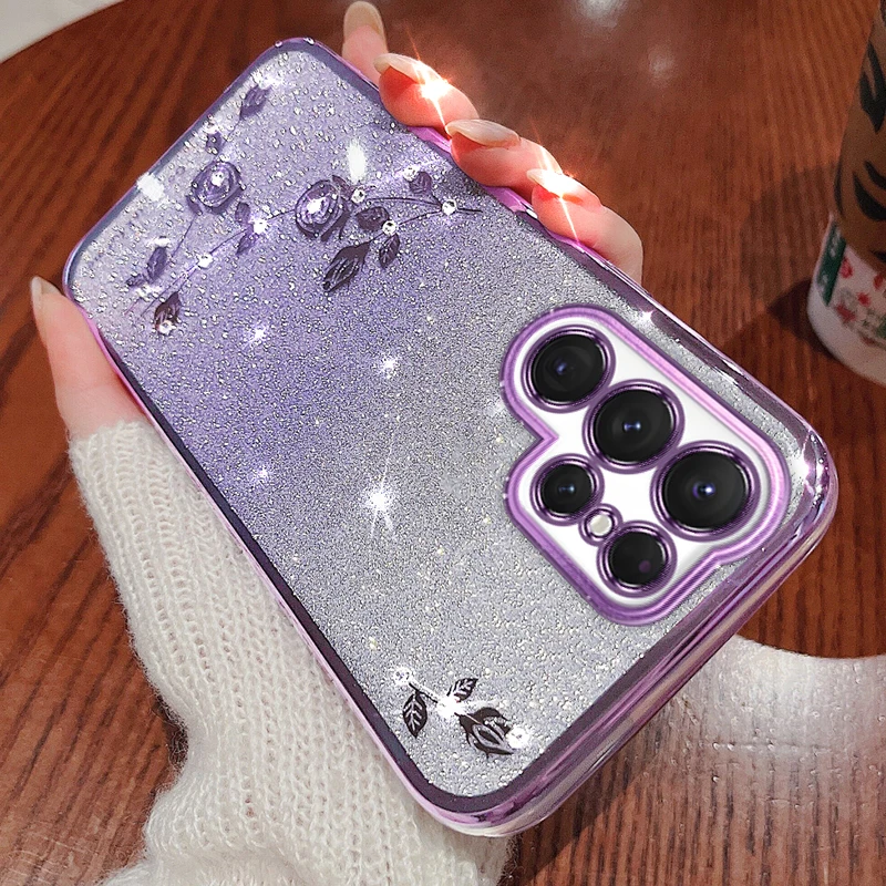 

Luxury Cute Bling Glitter Silicone Phone Case For Samsung Galaxy S23 S22 S21 S20 FE S10 Note 20 10 Plus Ultra-thin Plating Cover